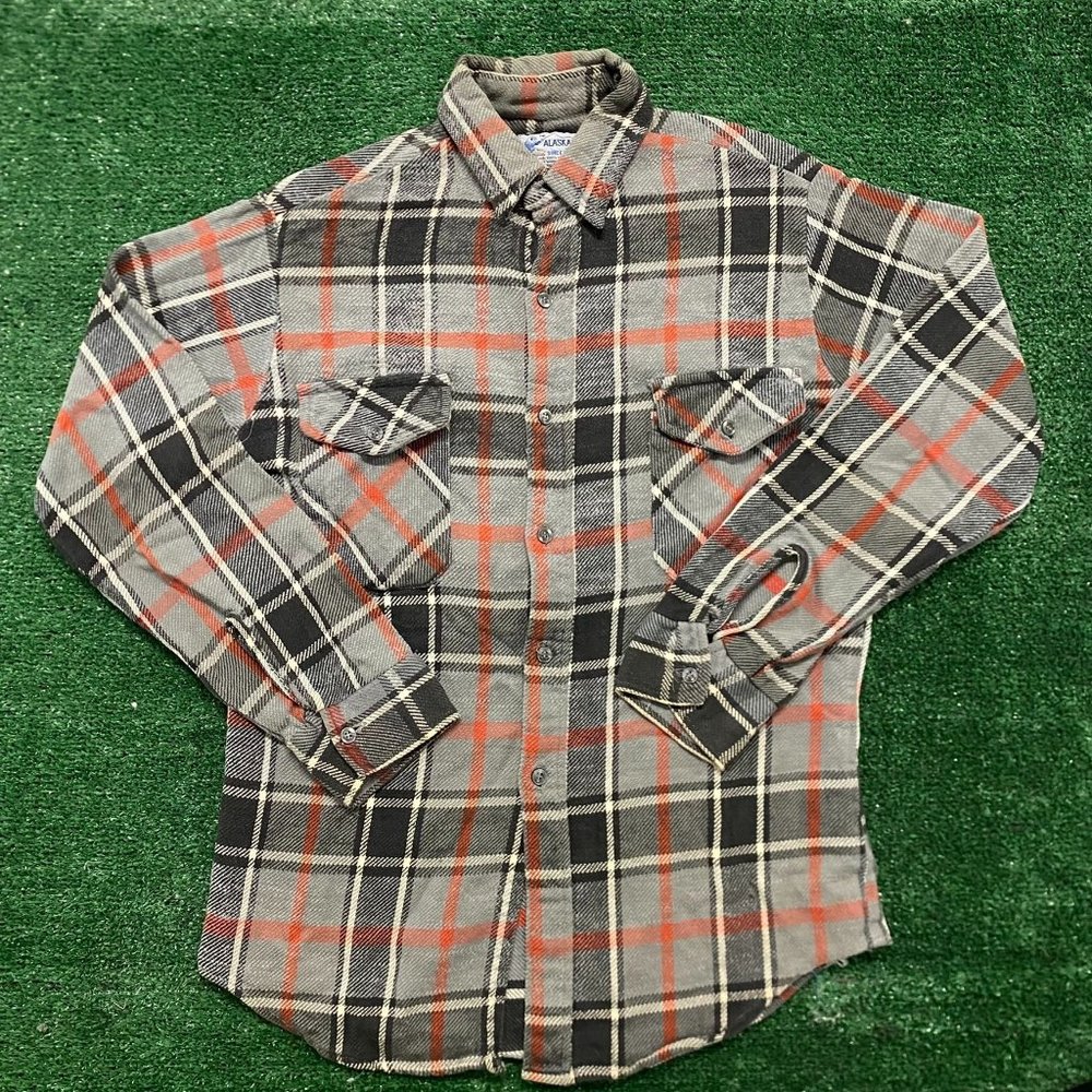 Vintage 80s The Alaskan Plaid Flannel Shirt Long Sleeve Button Up Grunge Rustic